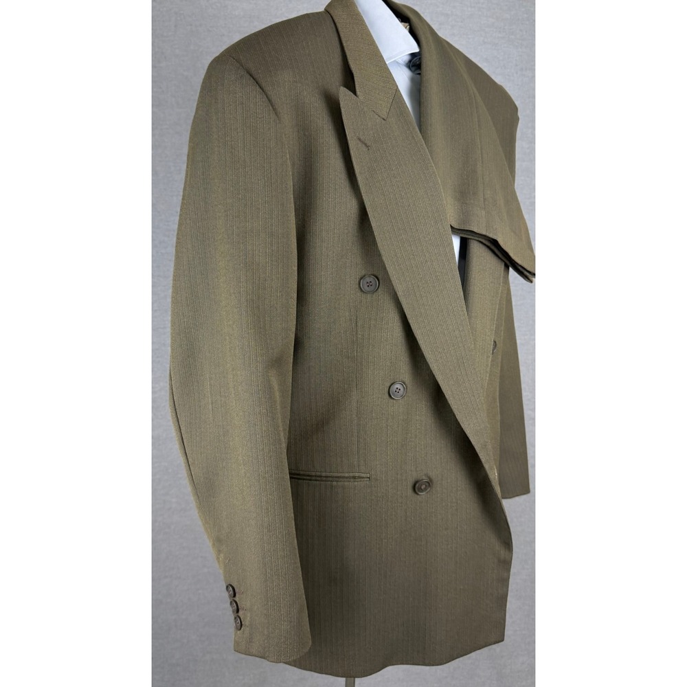 Yves Saint Laurent Vintage 80s Double Breasted Suit Jacket Olive Green 42R 38x28